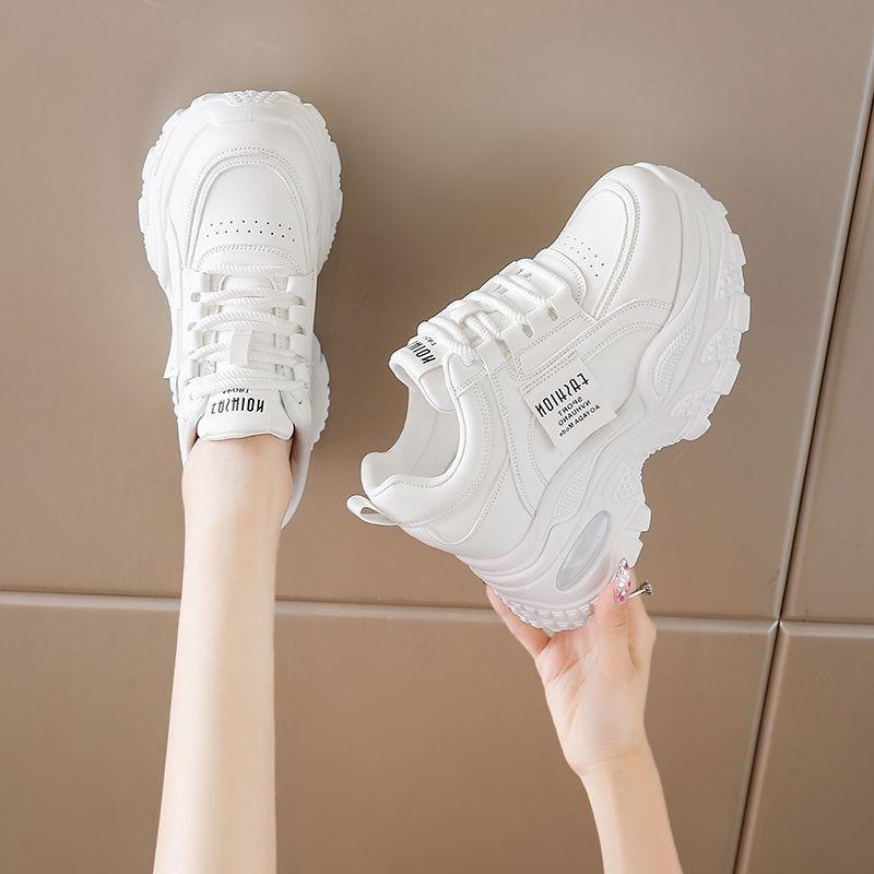 Inner height 22 autumn and winter new leather small tall platform daddy shoes casual sneakers hongjie 35