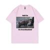Hold on I'm Overstimulated Baby Hippo Moo Deng Funny Meme Tshirt SummerWomen Casual T-shirt Male Vintage T Shirts