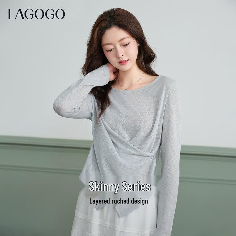 LAGOGO Women s Shimmer Knit Slim-Fit Top L