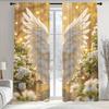 2pcs Gold Angel Wings Print Sheer Polyester Curtains with Rod Pocket – for Living Room   Bedroom   Office & Kitchen Decor