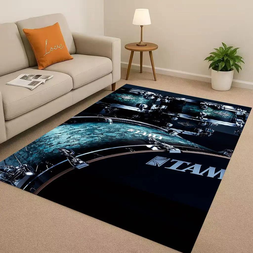 Retro TAMA Drum Kit Drum Set Music Instruments Living Room Non-Slip Area Rug Carpet for Bedroom Playroom Sofa,Home Decor Doormat