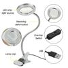 7W USB Reading Table Light 8X Magnifier Glass LED Desk Lamp Eye Protection Tooth Beauty Makeup Tattoo Light Clip-on Bendable