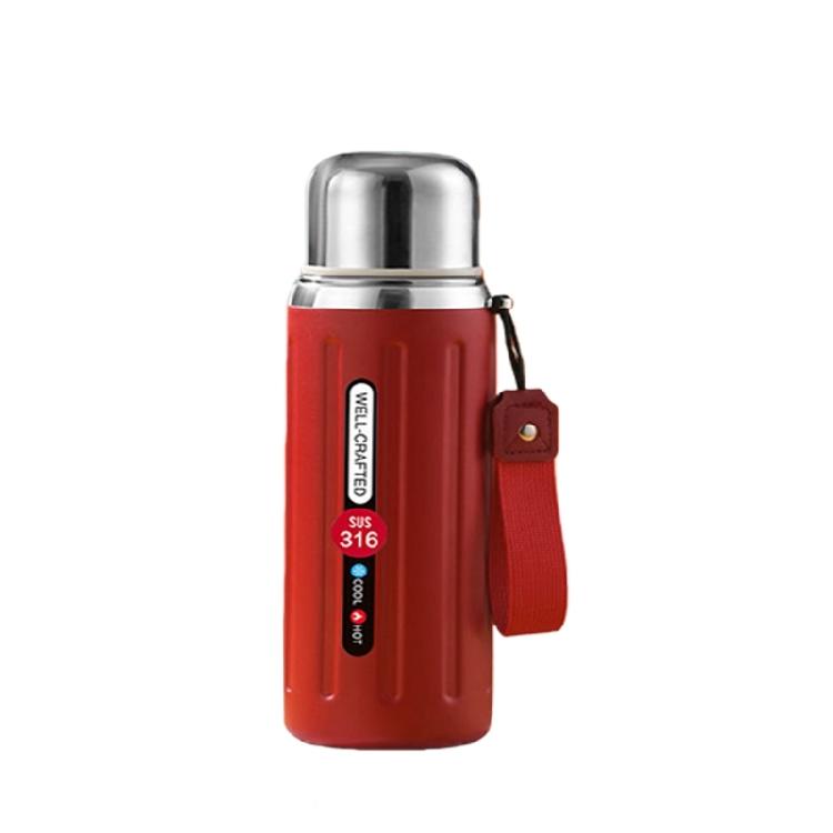 

Contemporary Thermal Vacuum Flasks With Cup Leak Resistant Seal Durable Stainless Steel Insulated Bottle For Hot Cold Drink червоний