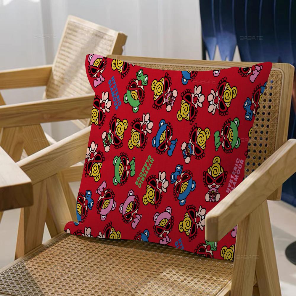 Japan Fashion Hysteric Mini Pillow Covers Cartoon Sofa Decorative Home Doublesided Printing Short Plush Cute Cushion Cover