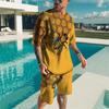 Summer New Men's T-shirts Set 3D Print Short Sleeve Hawaii Beach Tee Shorts 2PCS Suit Casual Vacation Style Oversized Streetwear