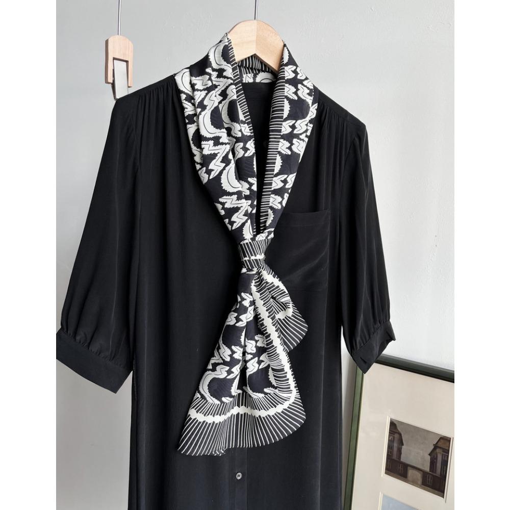 Light Luxury Astrolabe Silk Silk Scarf Spring And Autumn Medium And Long Bow Mulberry Silk Streamer Holiday Gift