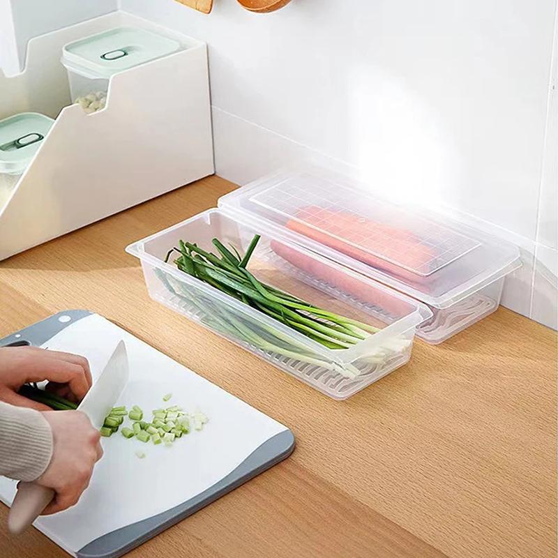 Vegetable Meat Fresh-Keeping Box Kitchen Refrigerator Organizer Drain Storage Box Freezing Food Storage Container