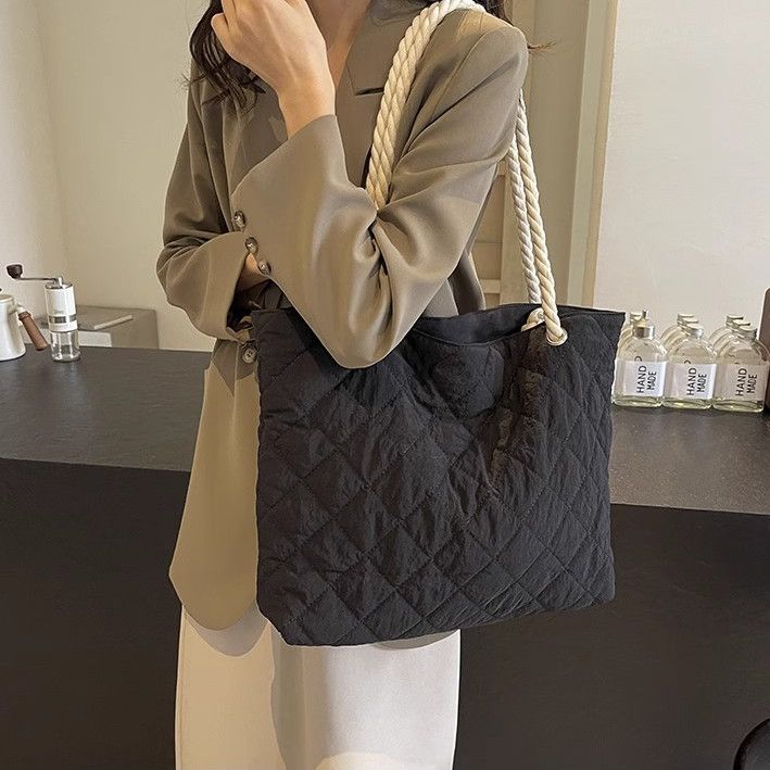 Geantă de pânză cu un singur umăr de mare capacitate, pentru naveta la serviciu, geantă de femei din bumbac, geantă de haine