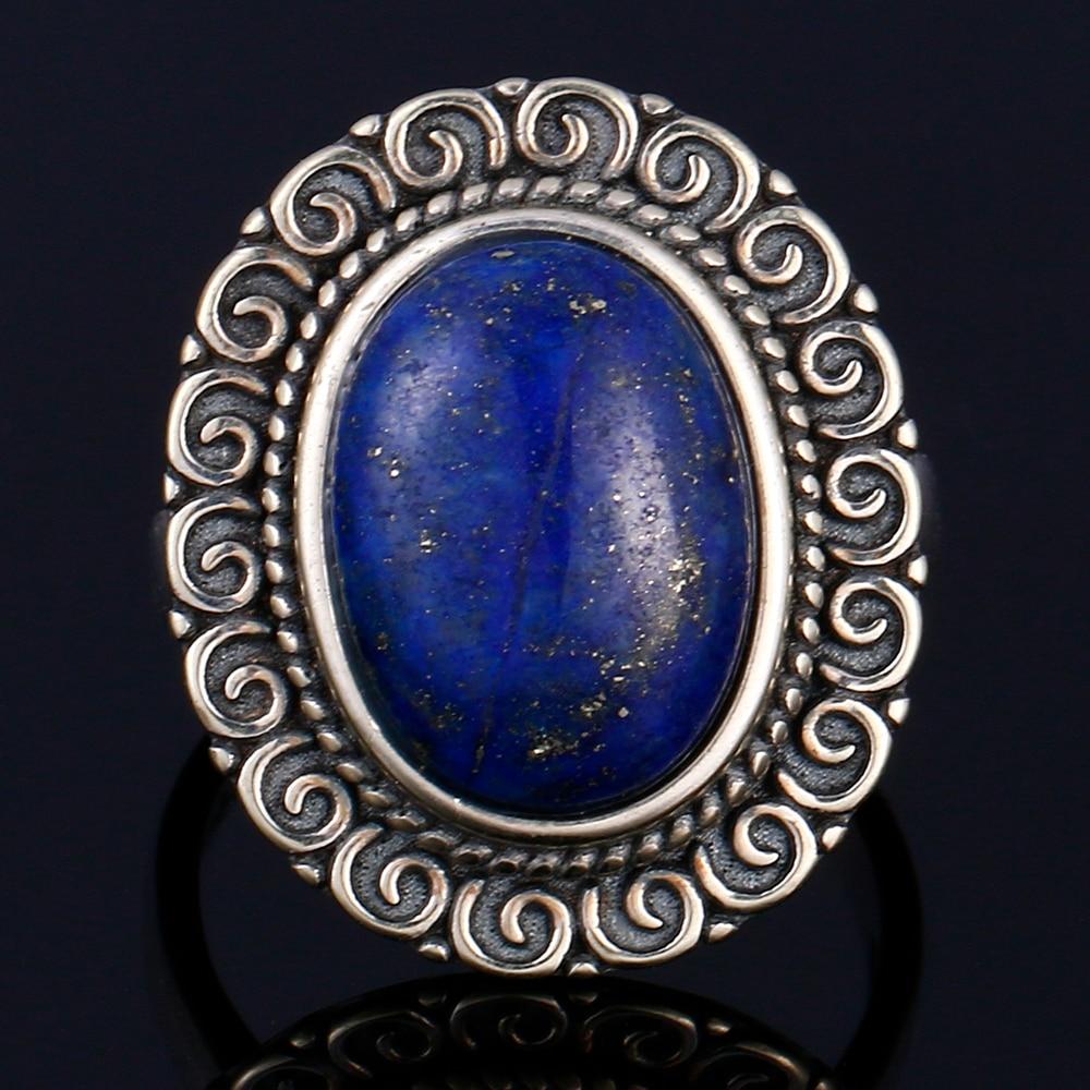 Natürlicher großer ovaler natürlicher Lapislazuli-Ring für Frauen Geschenk Vintage großer Ring Großhandel feiner Schmuck