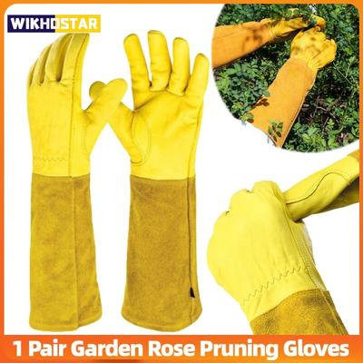 1 Paar Gartenhandschuhe Lang Dornenfest Rosenbeschneidungsstulpe Atmungsaktiv Blumenarbeit Arbeitshandschuh Schutz Ellbogen für Damen Herren
