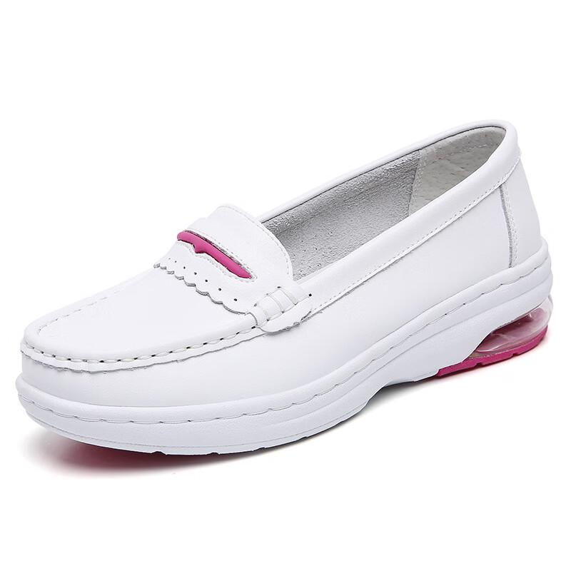 ANZUEN Women s White Pink Soft Sole Air Cushion Breathable Shoes 41