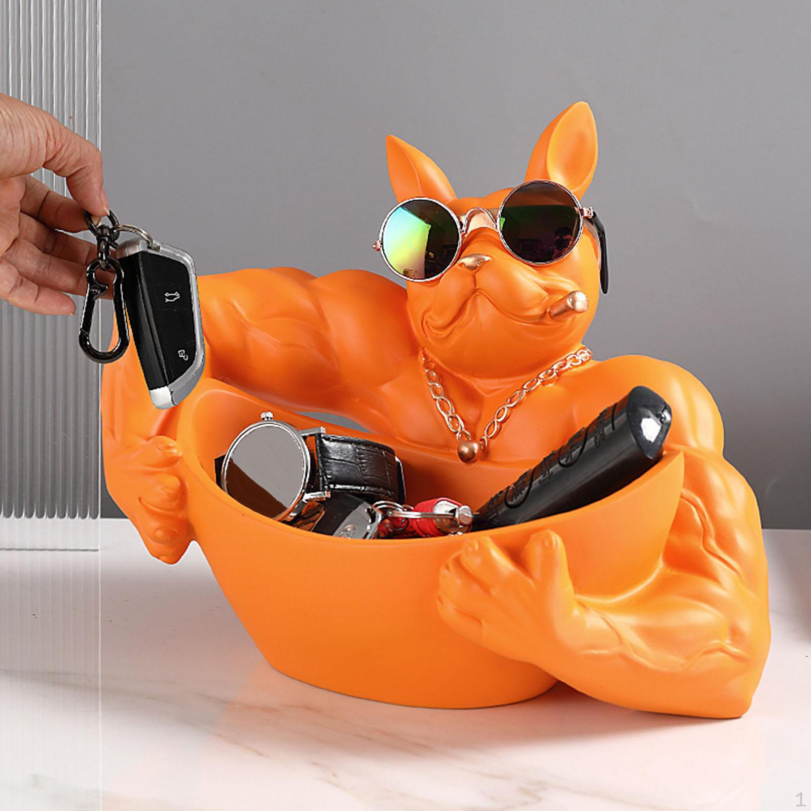 

Poly-Resin Dog Statue Sculpture Entrance Key Storage Holder Container Bedroom Decor for помаранчевий