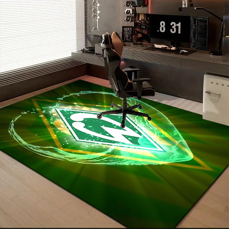 Green Werder Symbol Rug for Living Room, Game Rooms, Office, Bedroom, Office Floor Mat Playful Design, fan gifts Christmas decor