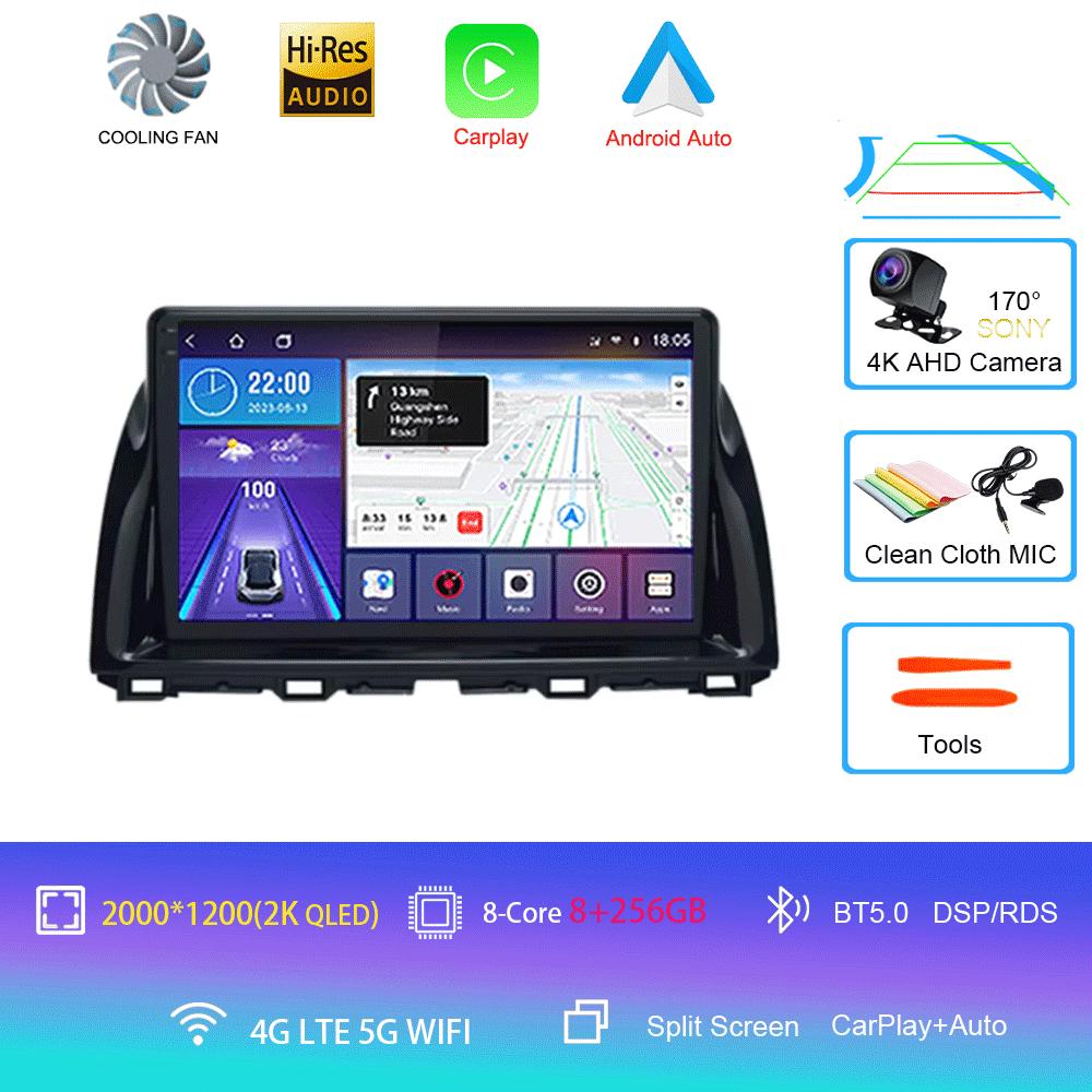 Car Radio Android 14 Carplay Auto For Mazda CX5 2011 - 2016 CX-5 CX 5 Navigation GPS video Player Stereo video DVD WIFI+4G