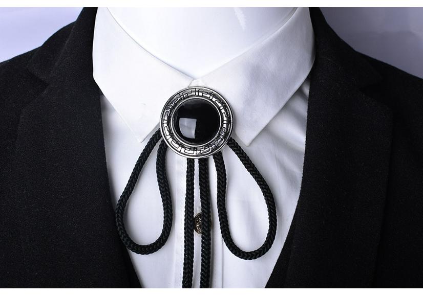 Korean Men's Gem Inlaid Bolo Tie Necklace and Shirt Ornament