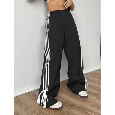 Παντελόνι Casual με Σχέδιο Ρίγας σε Αντίθεση Χρώματος Γυναικείο Άνοιξη και Φθινόπωρο Νέο Ψηλόμεσο Φαρδύ Παντελόνι με Φαρδύ Πόδι