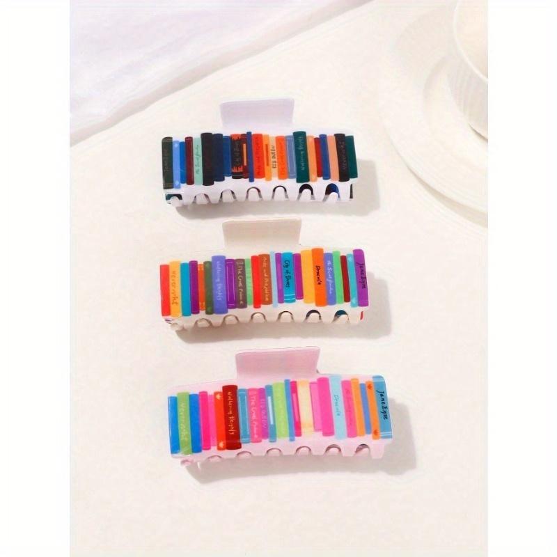 1Pc Fashionable Book Shaped Women's Hair Clip - Perfect Teacher Thank You Gift, Suitable for Thick Hair, Cute PVC Hair Clip Hair Claws Claw Clips