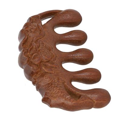 Sandalwood Gua Sha Scraping Comb Wide Tooth Promote Circulation Soothe Fatigue Wood Meridian Comb with 20ml Essential Oil Bottle