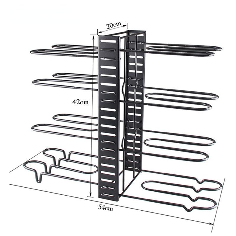 Pots and Pans Organizer Rack Multi-layer Iron Wire Bilateral Pot Cover Storage Rack Pots Lids Storage Holder Kitchen Storage