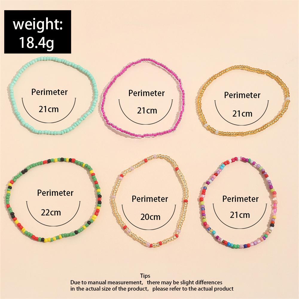 Bohemian Colourful Rice Bead Anklet Set For Women Summer Sandy Beach Chain On Leg Ankle Bracelet Female  Jewelry
