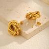 Geometric Irregular Twist Texture Earrings for Women, Gold Color Chunky Stud Earrings, Vintage Jewelry Gift