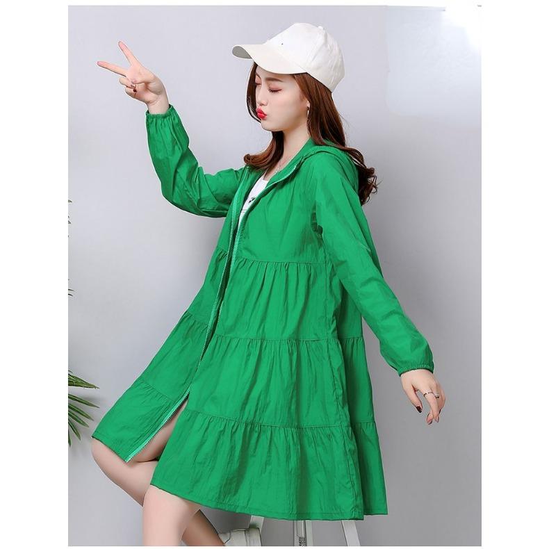 

Защитная куртка от солнца больших размеров для женщин, повседневное свободное и легкое пальто XXL зелёный