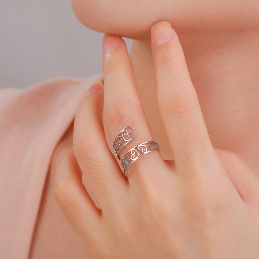 Cazador Stainless Steel Adjustable Heart Rings for Women Finger Rings Cute Jewelry Party Wedding Gift Wholesale 2026 New