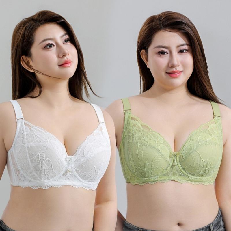Ultra-thin Sexy Quick-drying Plus-size Bra with Exquisite Transparent Lace Trim and Widened Side Wings for Breast Control