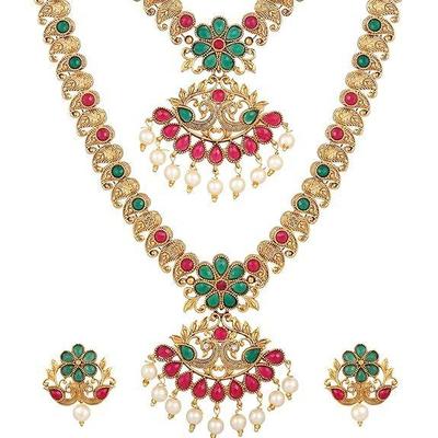 Latest Combo Design Pearl Necklace Set for Women Traditional Gold Plated Jewellery Set for Women (Multicolor)