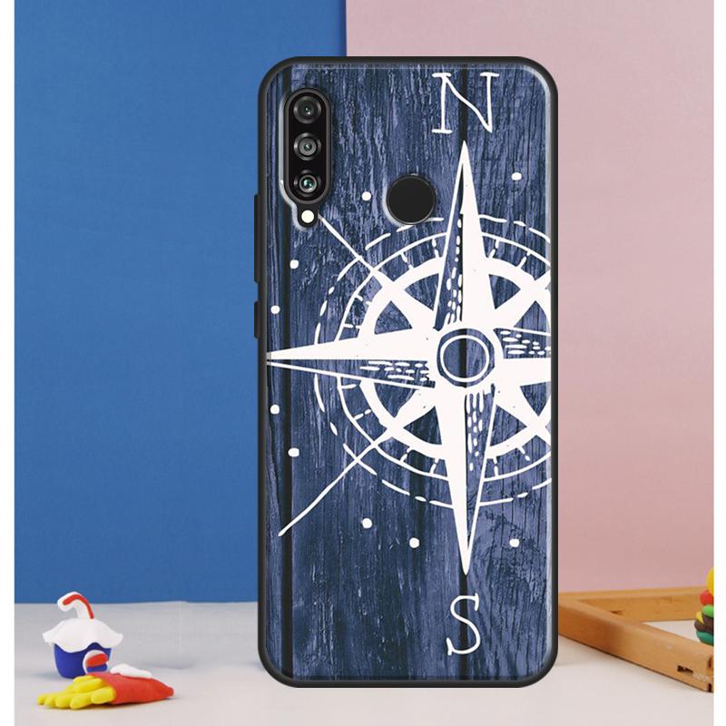 World Map Compass Nautical For Huawei Nova 12s 12i 11i 5T Y90 Y70 Y60 Y61 Y91 Y72 9 10 SE P60 Pro P20 P30 P40 Lite Case