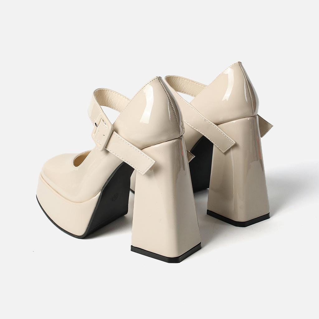 Square Head Mary Jane Women's Shoes Spring 2025 New Black Shoes Thick Heel Single Shoes Femininity Retro High Heels