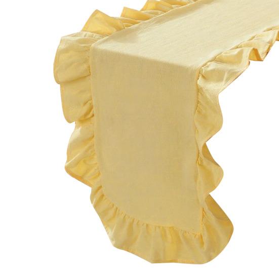 Ruffled Table Runner Scalloped Edge Rustic Table Runner Washable Farmhouse Style Table Runner for Dining Table Wedding Bride Shower Party Decoration