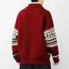 2024 Autumn/Winter Men's Plus Size Red Lapel Half-Zip Sweater - Warm, Versatile Knitwear