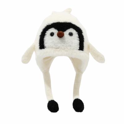 Cute Children's Warm Hat Windproof Thickened Warmth Cartoon Penguin Balaclava Hat Pom Pom Ends Breathable Ear Protection Cap