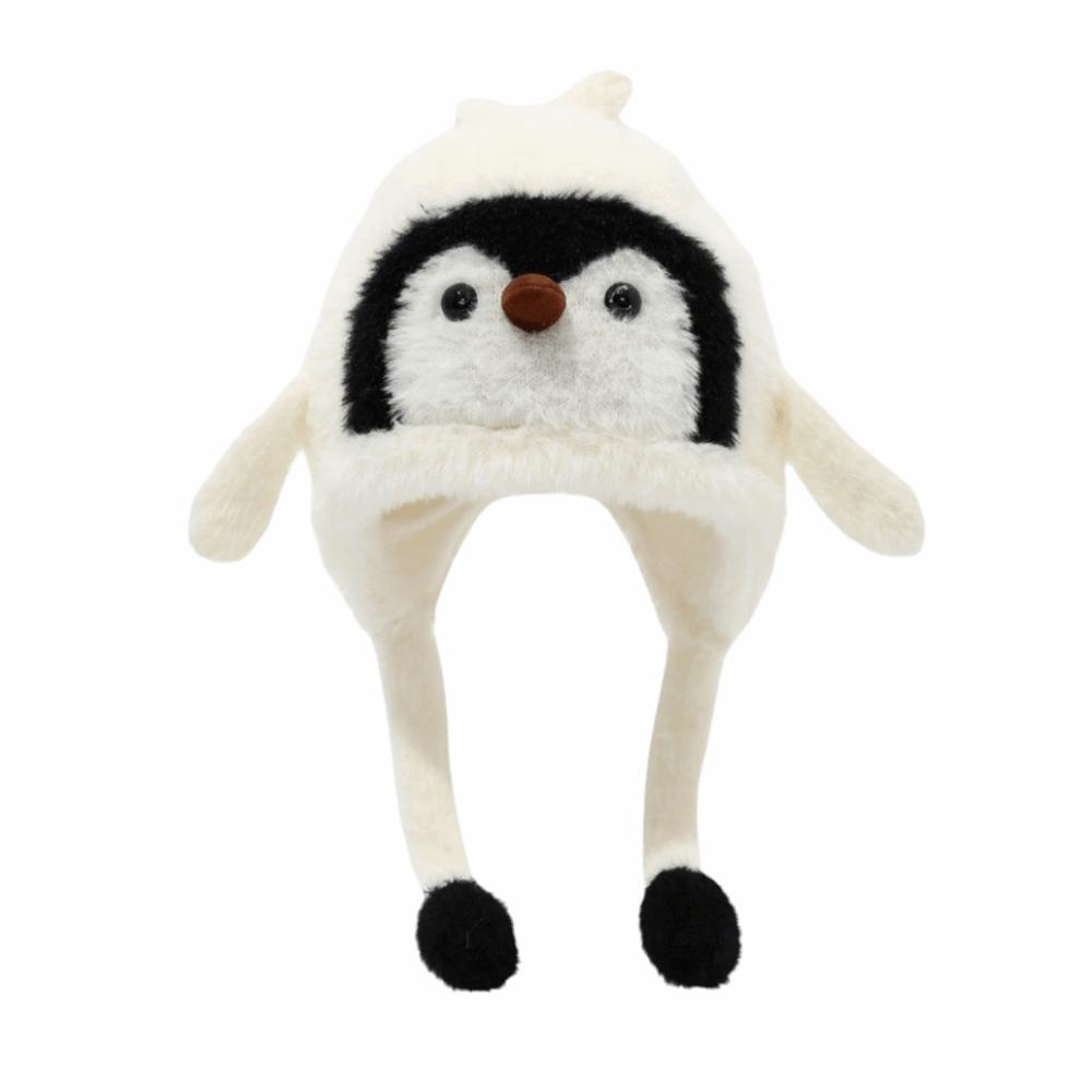 

Breathable Children s Warm Hat Cute Plush Penguin Hat Funny Ear Protection Cap Winter Season білий