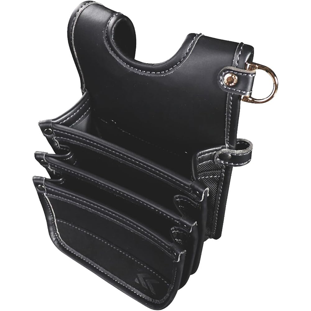 Fujiya (Fujiya) Architectural Thin Waist Bag, 3 Tiers, Black Gold, Light PU Leather Series, AB-43BG