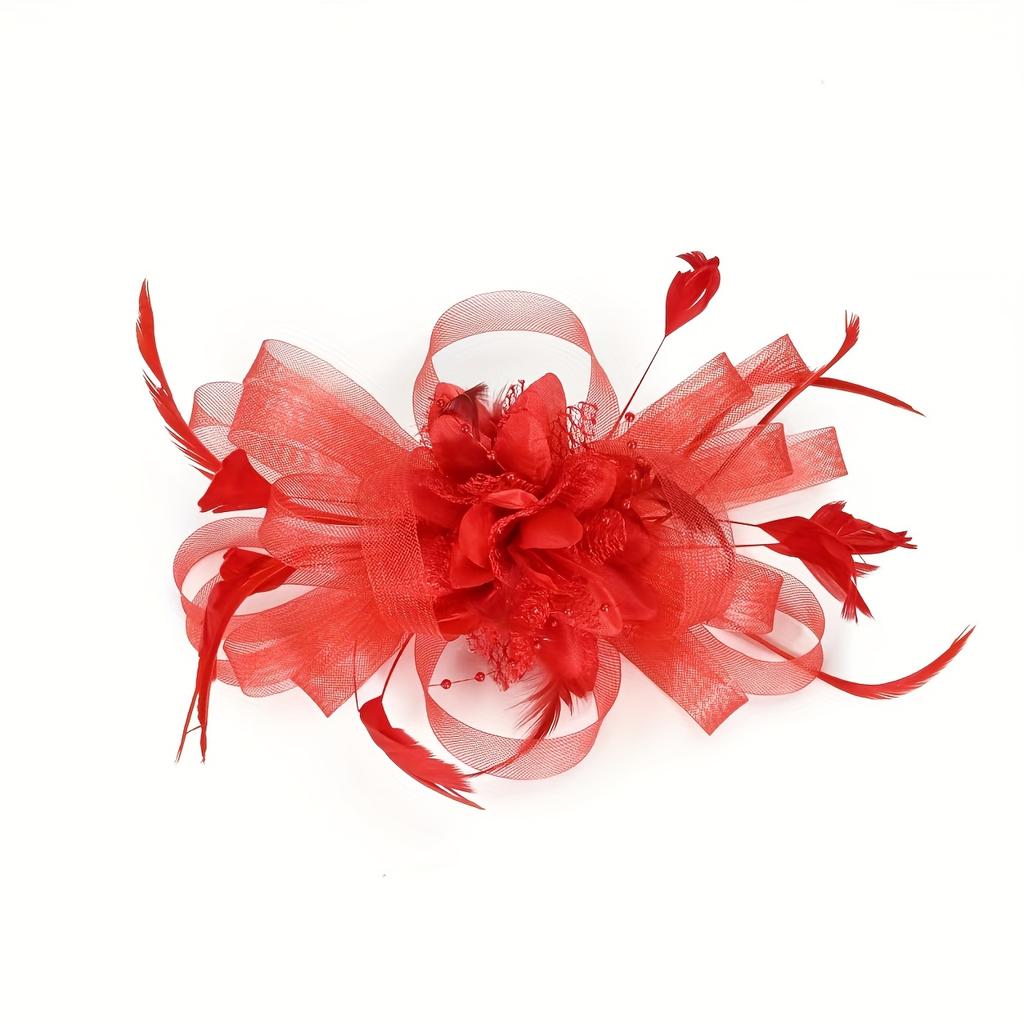 1pc Elegant Mesh Flower Fascinator Hat with Pink Floral Accents and Tulle Detail - Vintage-Inspired Hair Accessory for Parties, Tea Parties