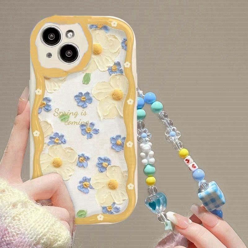 3D Flower Wrist Chain Lanyard Case for Xiaomi POCO X5 X3 X6 Pro X4 NFC F3 F4 X4 GT M3 M4 M6 Pro 5G MI 12 11 Lite 5G NE 12T Cover