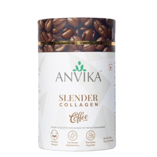 Anvika Slender Collagen Coffee with Marine Collagen Peptides, Garcinia Cambogia & L-Carnitine | Supports Weight Management, Boost Metabolism | Re