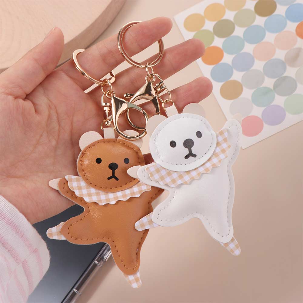 Bag Pendant PU Bear Pendant Patchwork Car Keyring Funny Ballet Bear Keychain  Girl/Boy