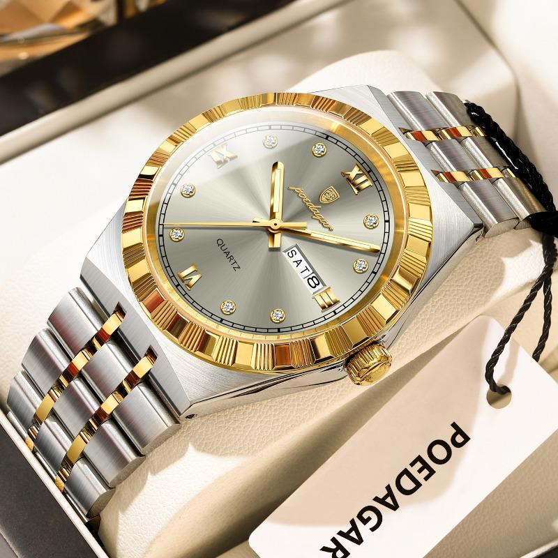 Top Brand Luxury Ultra-thin Men's Watch Diamond-encrusted Waterproof Quartz Luminous Wristwatch