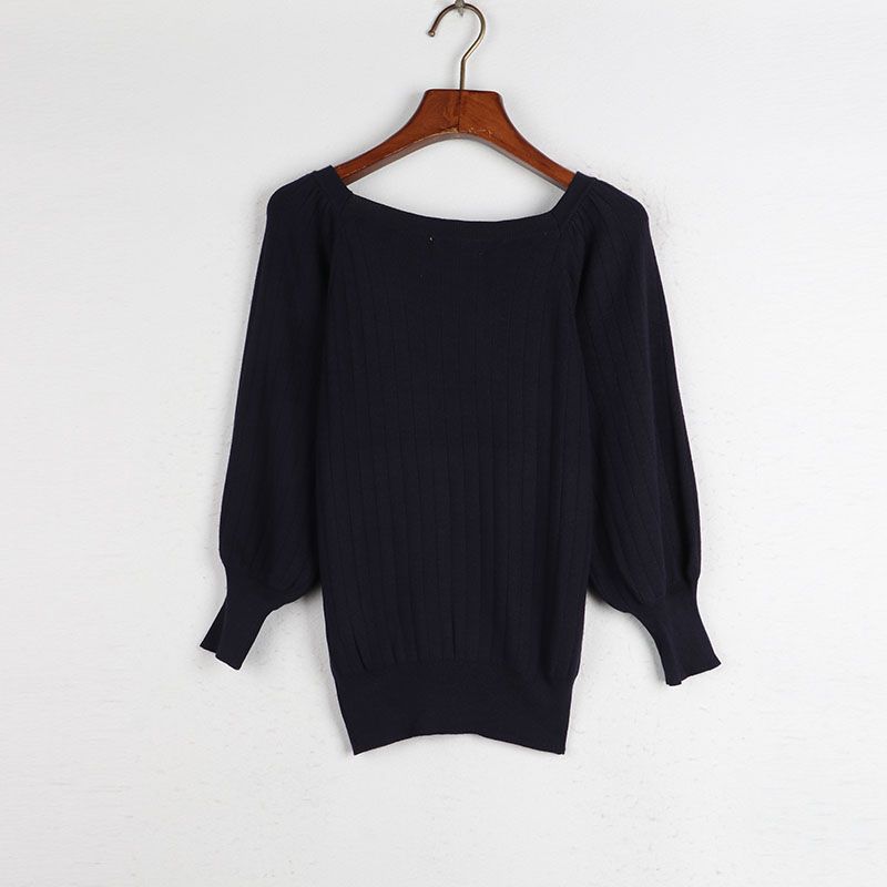 Sunshine House Autumn New Arrival Export Daily Single Women's Clothing round Neck 3/4 Sleeves Pullover Knitwear Lightweight Sweater