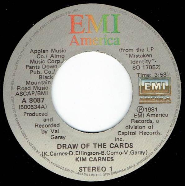 

7inch Record KIM CARNES Draw Of The Cards A8087 EMI America 1981 Canada Rock Used