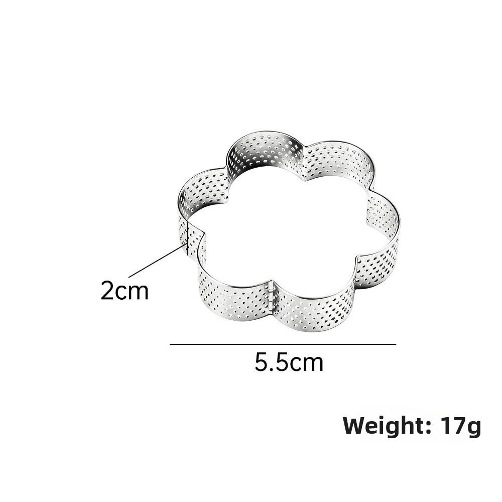 Flower Shaped Tart Ring Perforated Design Mousse Cake Ring Versatile Cookie Cutter Mold For Baking