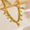 DIEYURO 316L Stainless Steell Cherry Strawberry Fruit Series Necklace For Women Lady New Fashion Neck Chain Jewelry Party Gift
