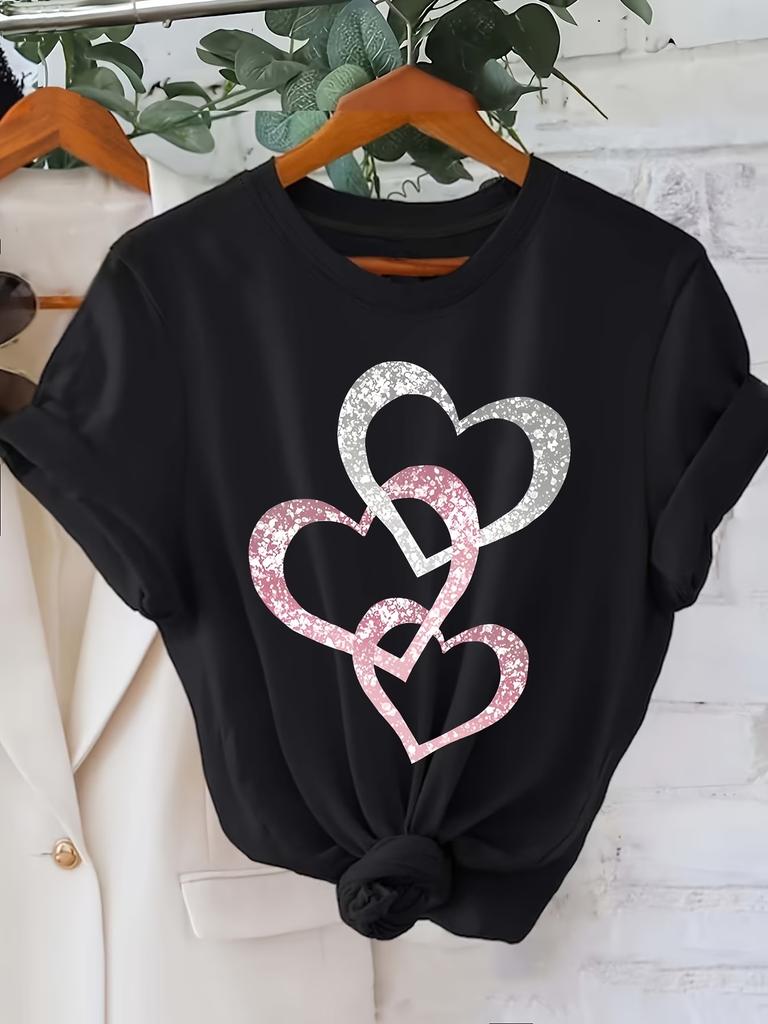 Soft T Shirt Women Heart Lip Graphic Tee Casual Short Sleeve O-neck Summer Tshirt Plus Size Streetwear Daily Basic Tops T Shirts