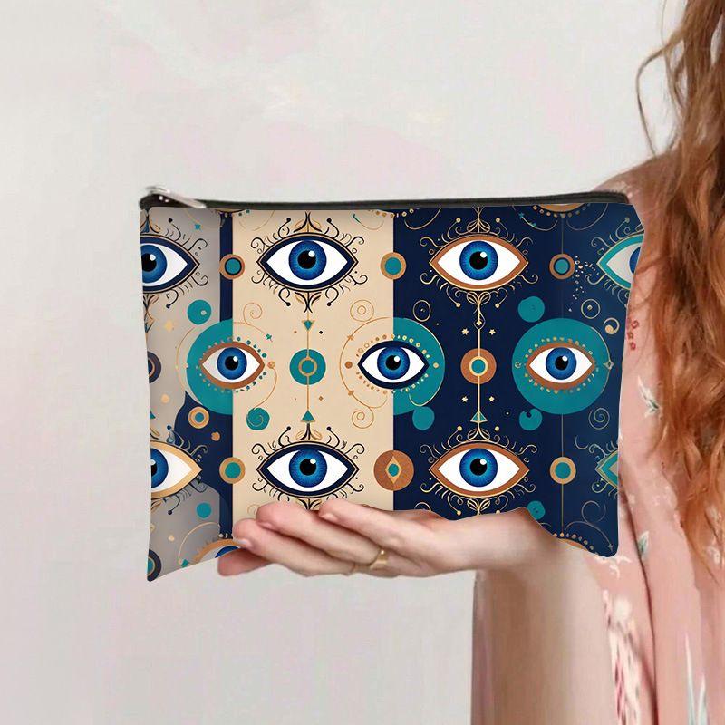Selling Devil's Eye Canvas Cosmetic Bag Student Stationery Zipper Pencil Case Ladies Cosmetic Bag