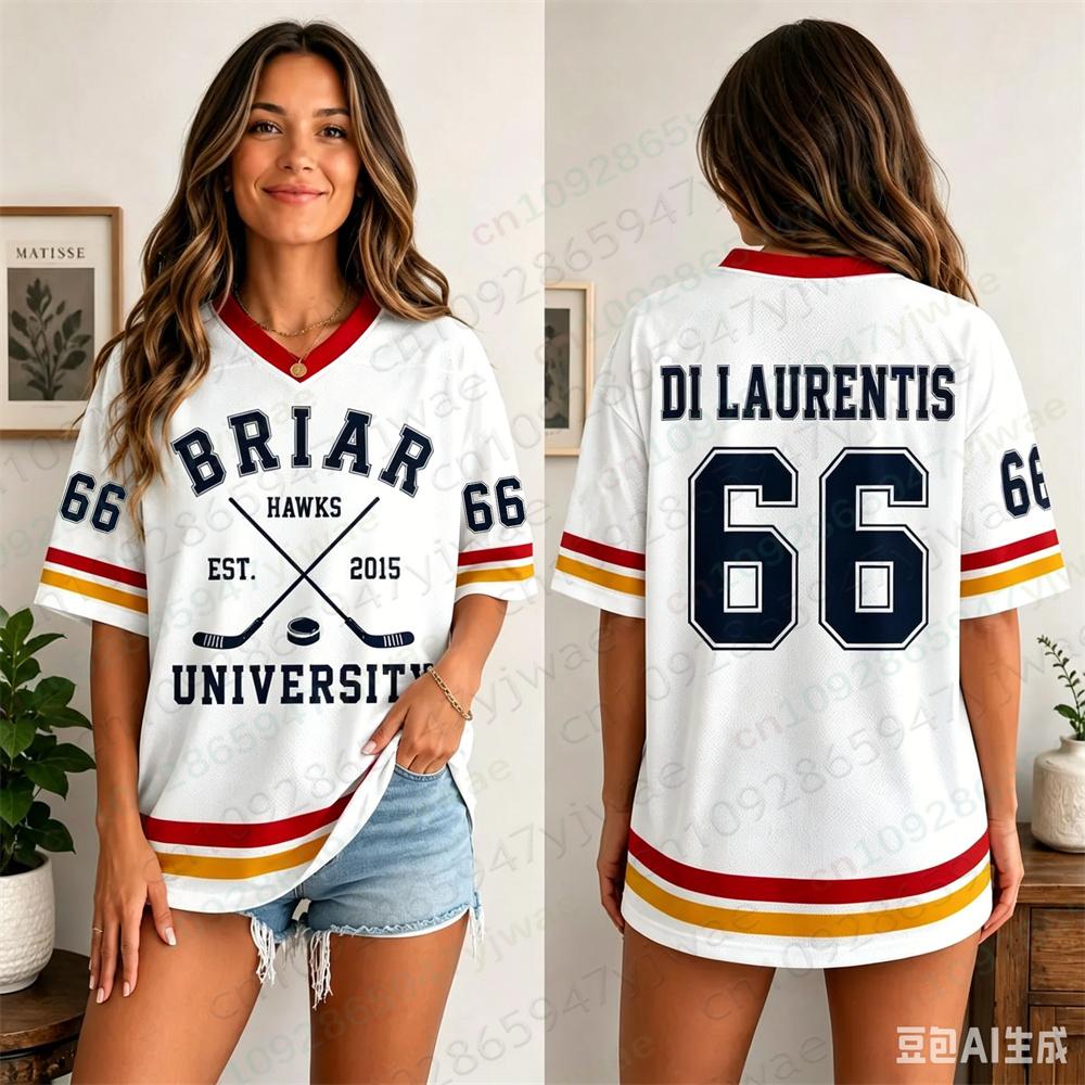 Off Campus Hockey Football Jersey Sports Romance V-Neck Shirt Graham Logan Di Laurentis Fan Jersey Summer Men Women T-Shirts