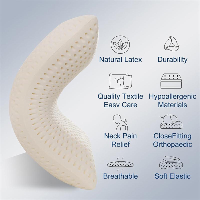 100% Natural Latex Sleeping Bed Pillow Luxury Pillow for Side Back and Stomach Sleepers Orthopedic Pillows Cervical Health Care