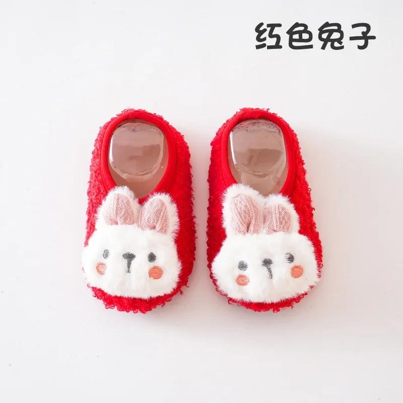 Șosete de podea drăguțe de iarnă și toamnă Kawaii cu păpușă de iepure pentru sugari Baby îngroșate, non-alunecare, copii, șosete de interior, primul mers pe jos